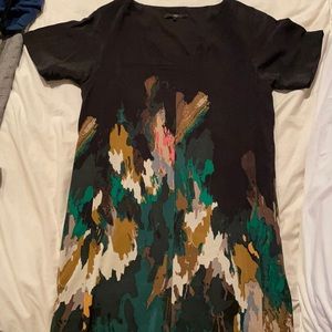 Tibi Women's Silk Shift Dress Black Print - 2 EUC